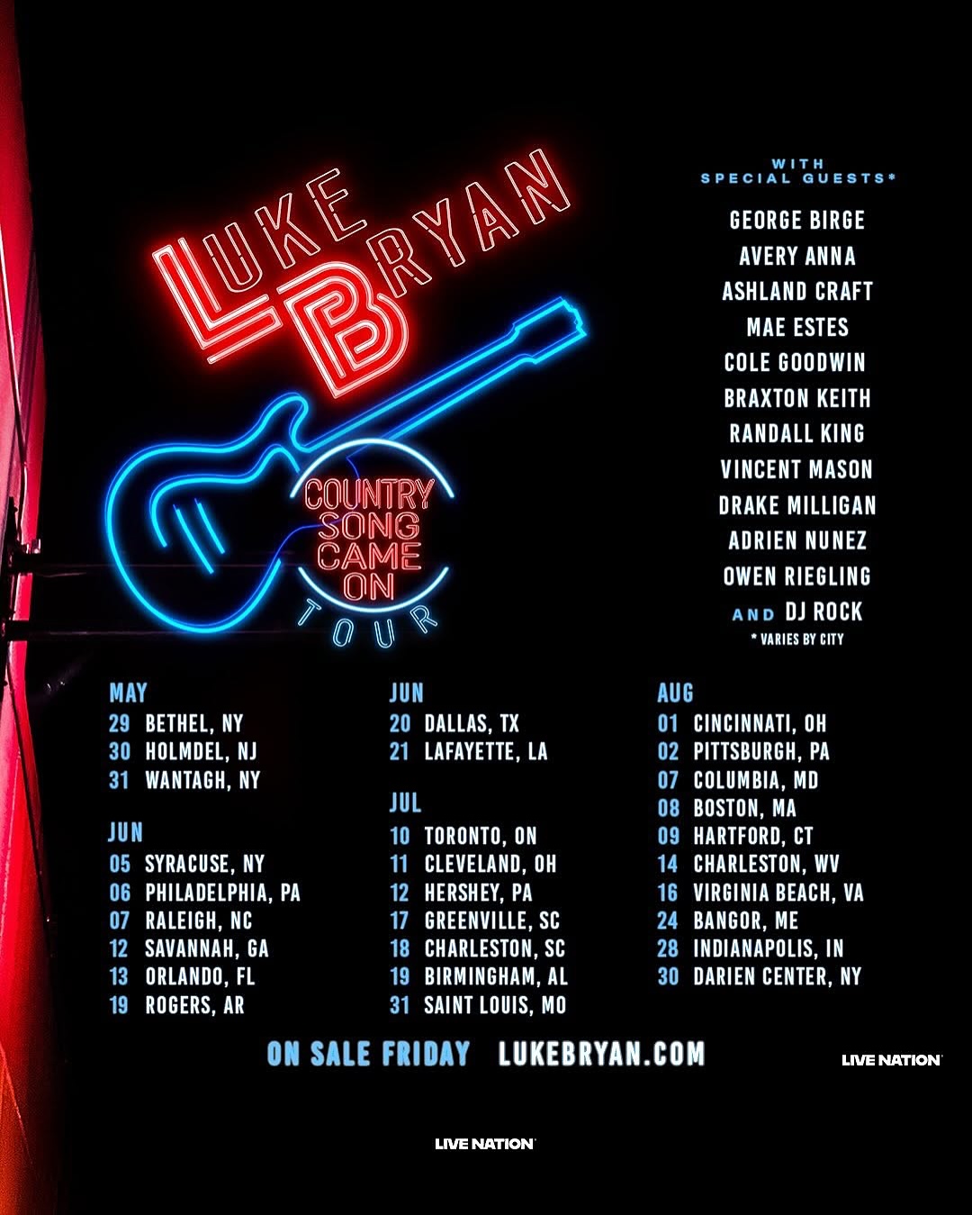 Luke Bryan Country Song Came On Tour Poster 2025